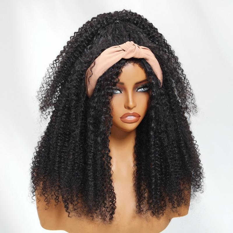 【4C Edges】UNice Glueless Flip Over 3/4 Half Kinky Curly Wig with Drawstring  No Leave Out Natural Hairline Beginners Friendly Human Hair Wigs SpringStatements