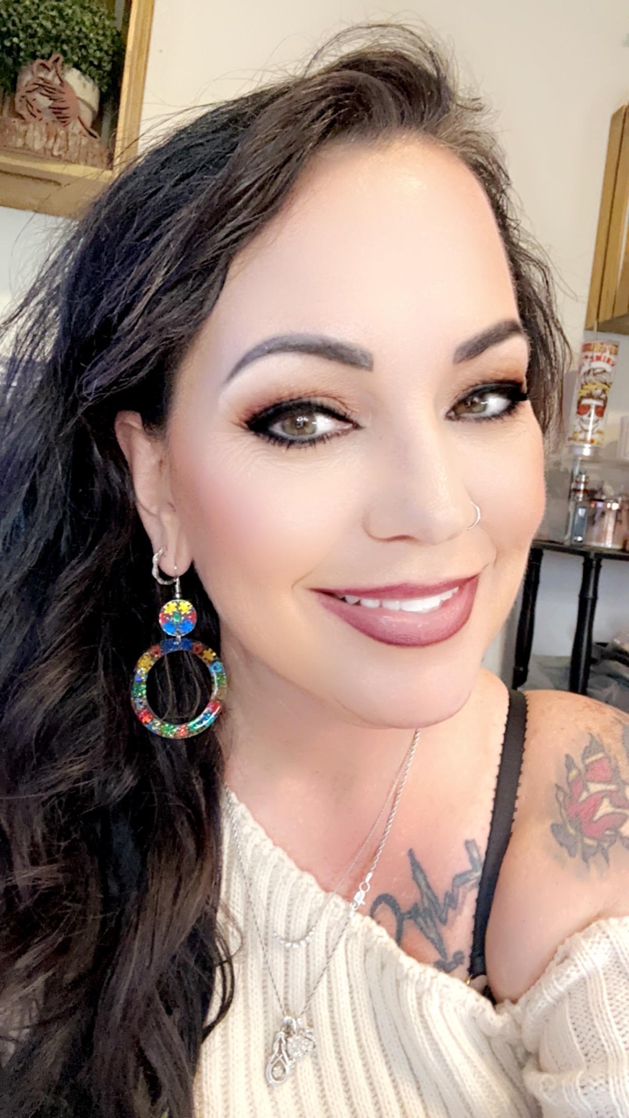 Autism awareness spiral earrings, Transparent puzzle piece earrings, Autism gift, Red blue yellow green puzzle, autism love earrings, Female Casual Ethnic