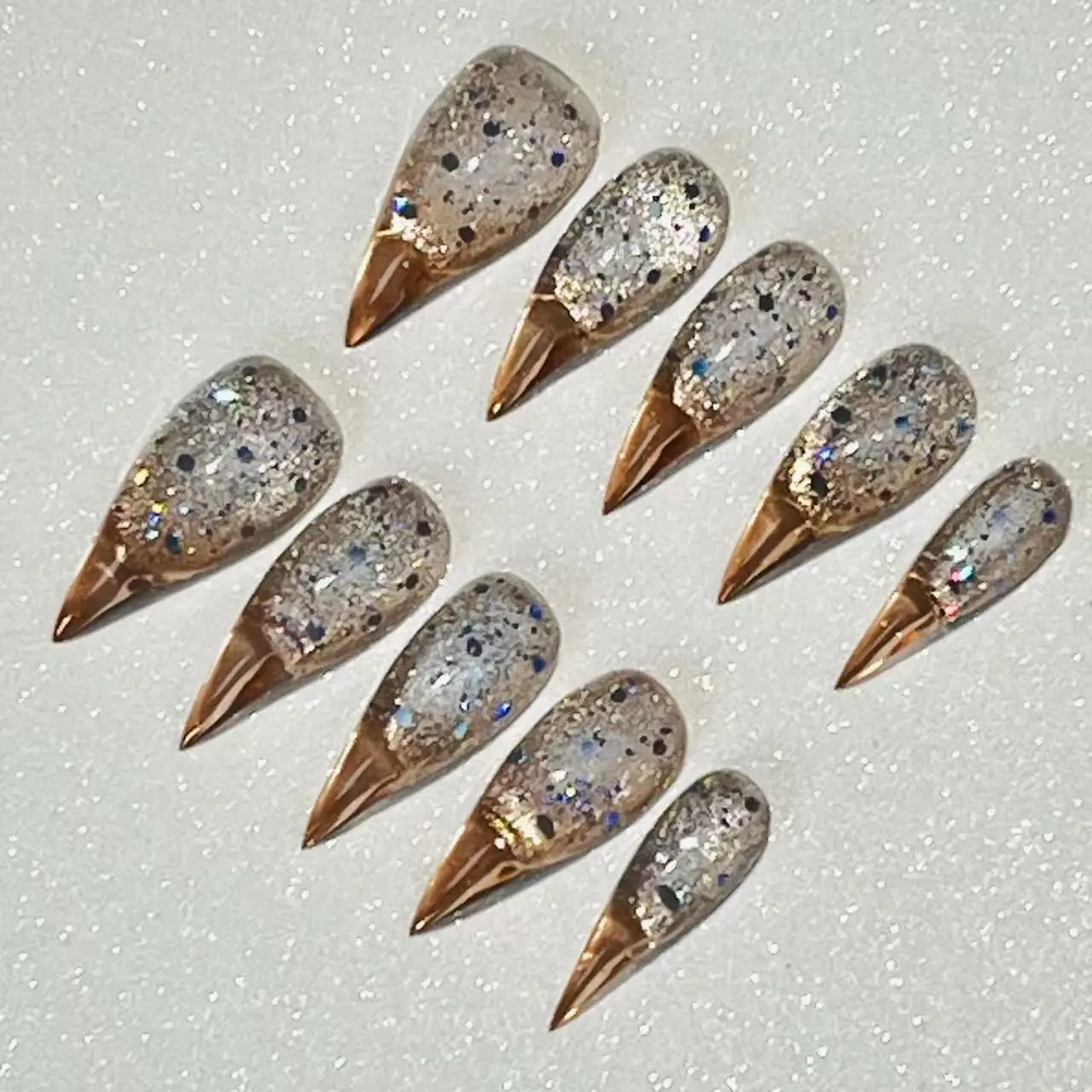 Silksky Short Cat Claw & Beast Press On Nails | Handmade 10pcs Stiletto Acrylic | Clean Girl Daily Luxury | Reusable Soft Fit with Adhesive