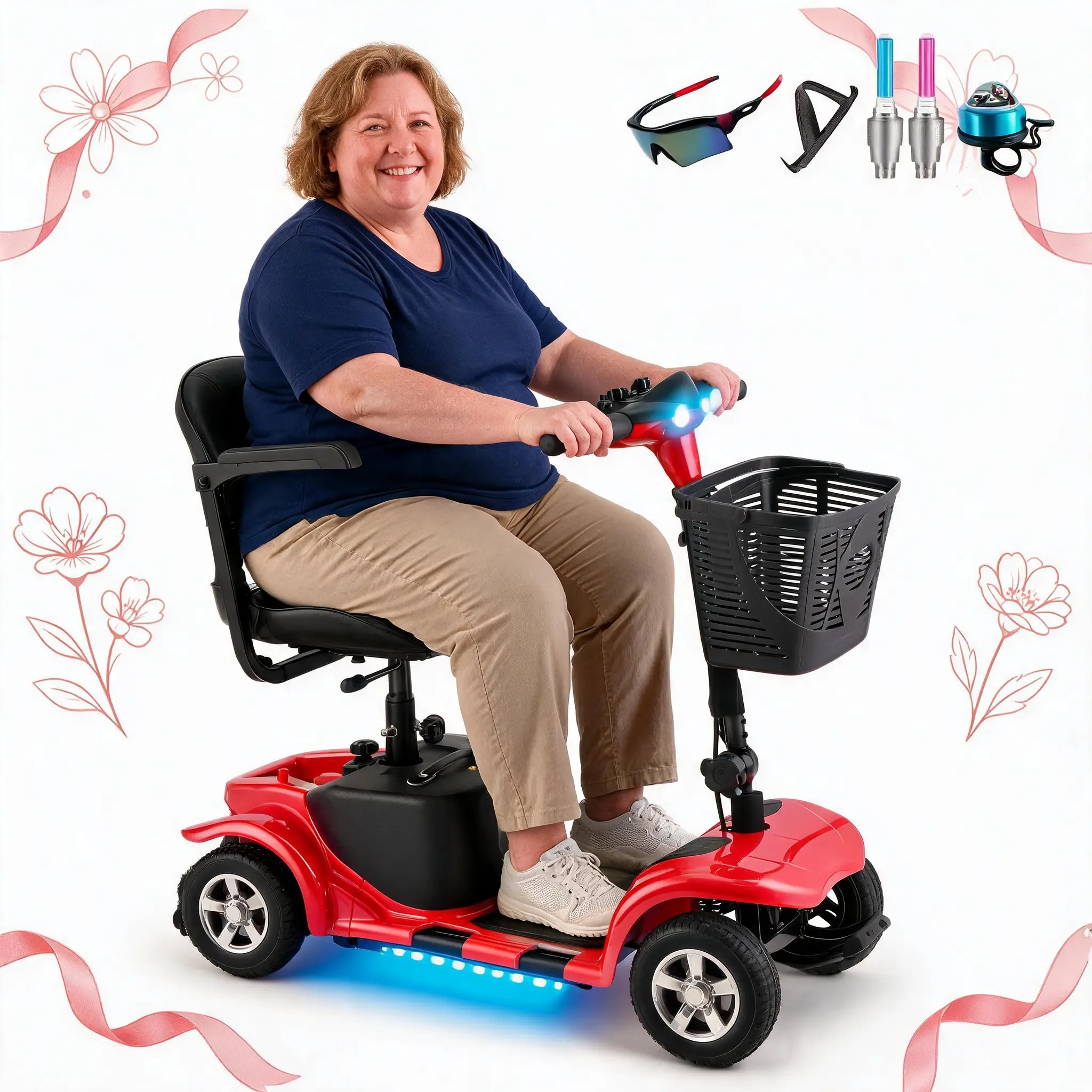 Four-wheeled mobility scooter