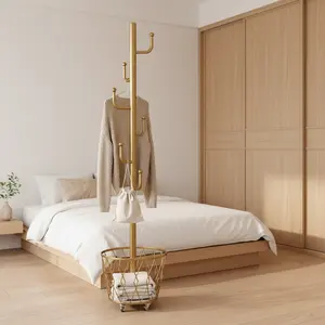 Single Pole Coat Rack with Wheels, Slim Organizer for Small Rooms