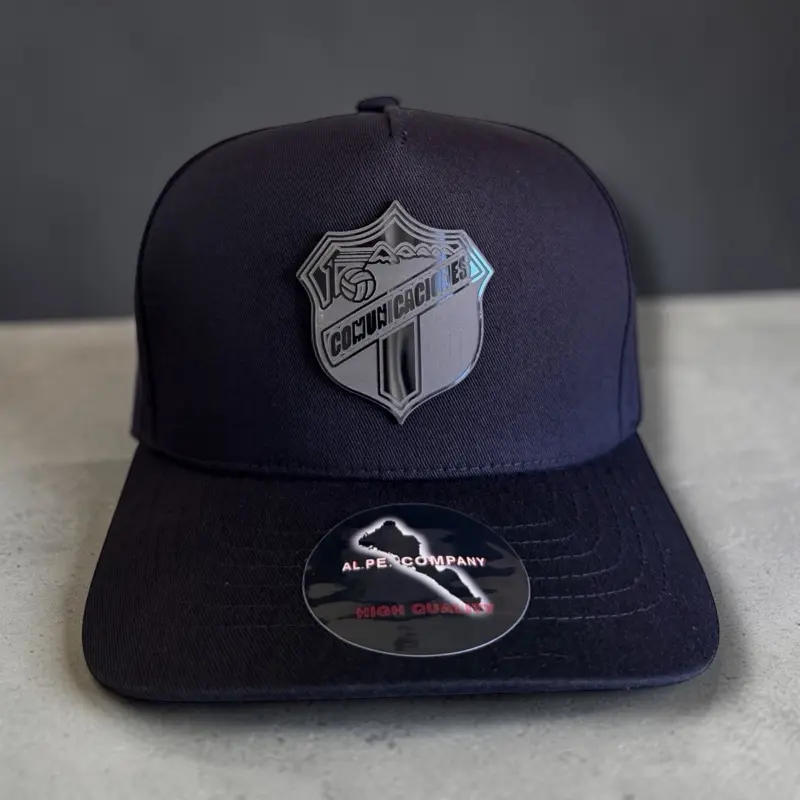 Hat Club Comunicaciones Soccer SnapBack Cap - Black with Team Logo and Adjustable Strap.