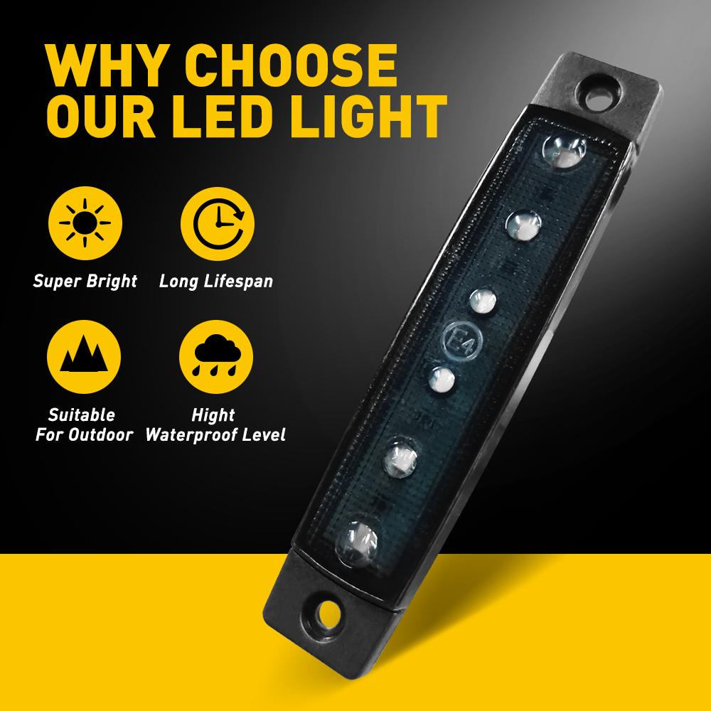 10x 3.8" Smoked Amber/Red/White/Green Side Marker Clearance Lights 6 LED for Truck Trailer 10x 3.8" Smoked Amber/Red/White/Green Side Marker Clearance Lights 6 LED for Truck Trailer