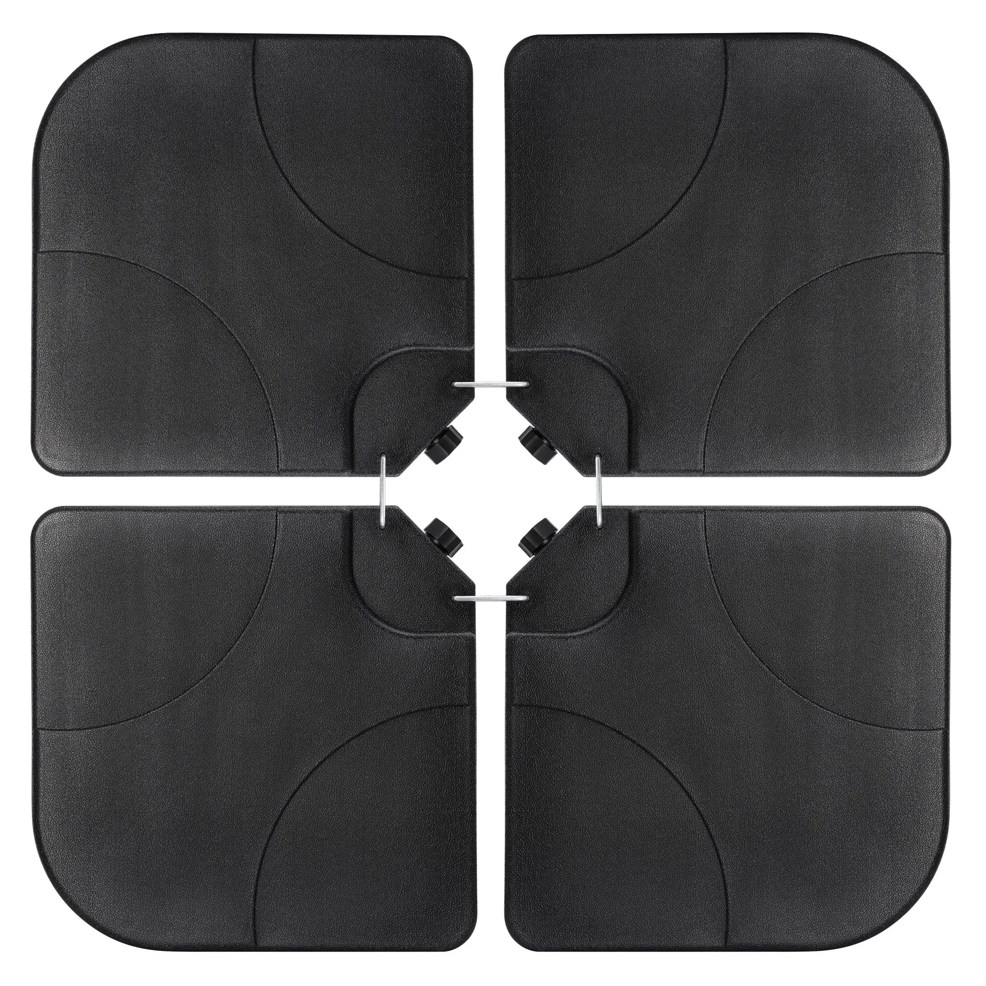 Solid Refillable Patio Parasol Umbrella Base Tool - 4-Piece PE+Metal Weighted Plates, 30lbs/13.2L Max Water/Sand Capacity, Sized for 10ft Parasols and Similar, Black Outdoor Patio Furniture Accessory, Reservoir,back to school,back to school haul
