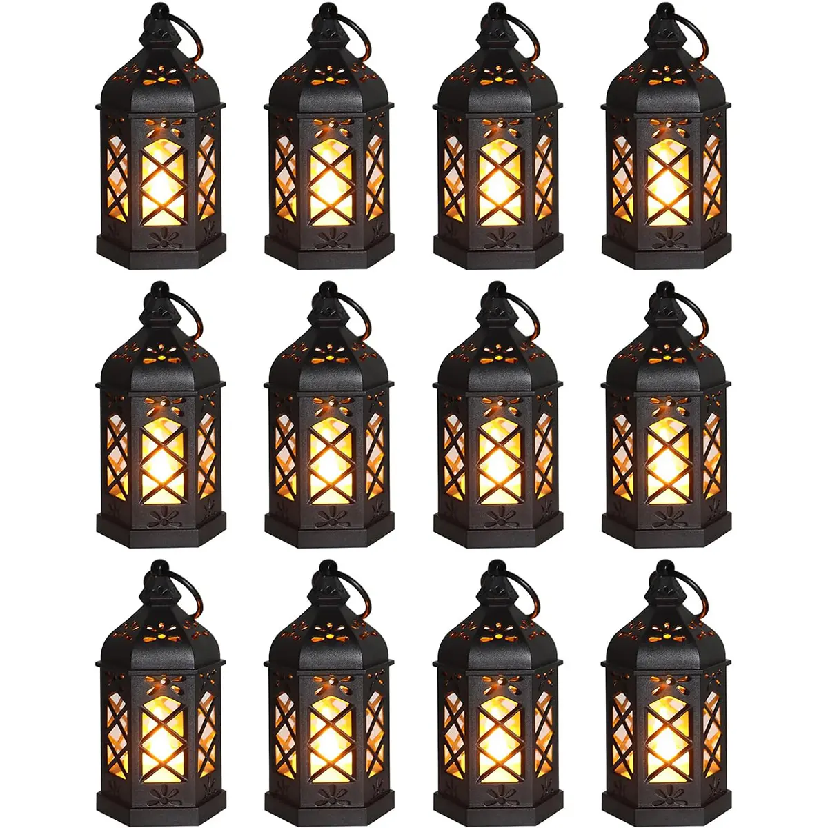 12Pcs Antique Style LED Chandeliers with Warm Ambient Lighting for Wedding Centerpieces Birthday Party Supplies Festival Lantern Decorations 5 Inch Decorative Hanging Lanterns for Home Decor