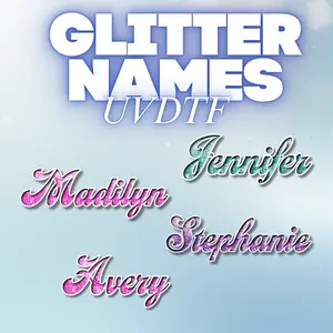 Custom UV DTF Name Decals | Glitter Style Personalized Stickers for Cups Tumblers & Gifts