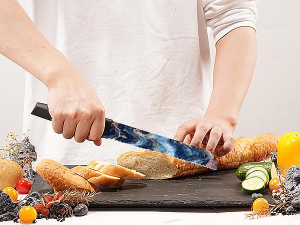 Astercook 6 Pcs Stratigraphic Series Kitchen Knife Set, German High Carbon Stainless Steel Dishwasher Safe Blade Block,  Kitchen Knives Cutting