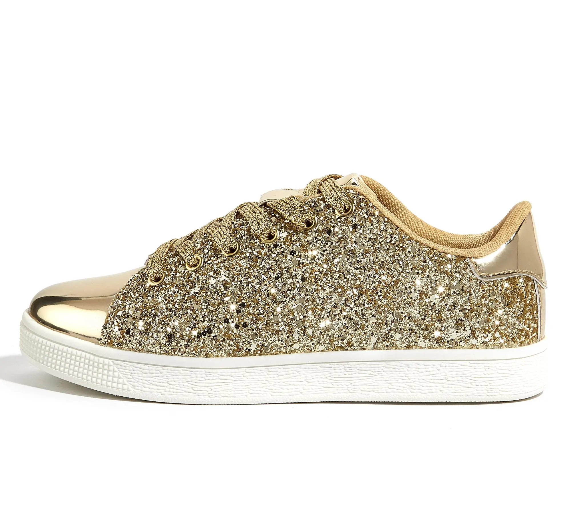 LUCKY STEP Women's Closed Glitter Lace-Up Sneakers - Sparkly Bedazzled Casual Trainer Shoes for Spring Glow-Up, Walking and Training,back to school,back to school haul