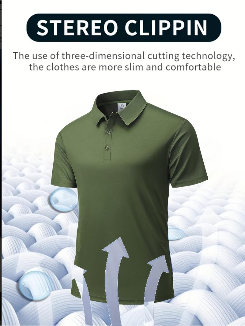 8-Pack summer lapel-neck men's short-sleeved shirts, ice silk seamless polo shirts, casual sportswear men's tops, ideal for business, work, dating and home wear, a must for travel casual style, business casual, travel clothing, fashion tops, modern fashio