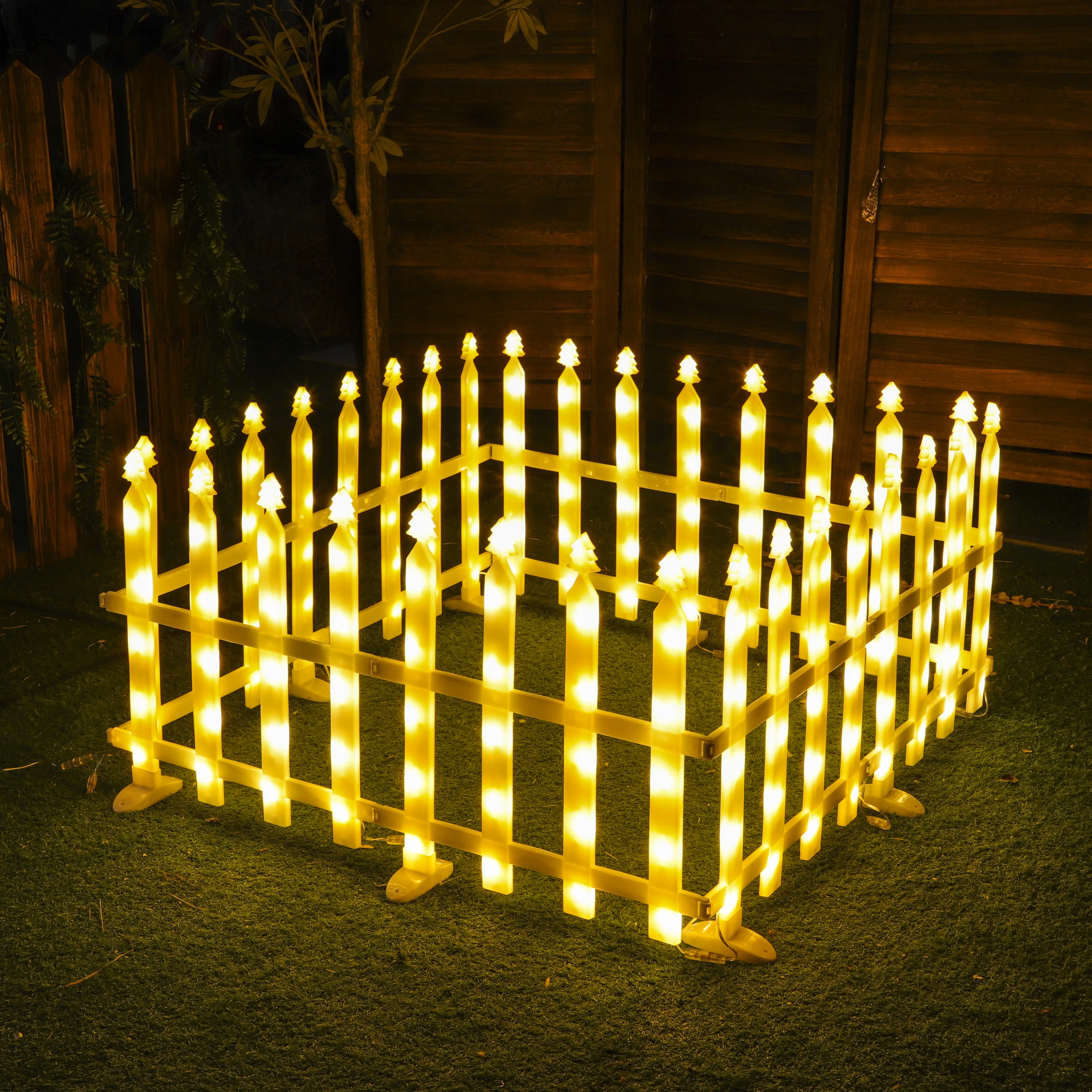 Magical Christmas Border Fence Halloween Lights Kit, 10FT 192LED IP44 Waterproof Set, 18V Adapter, 8 Modes for Garden Yard Holiday Decor & Gift