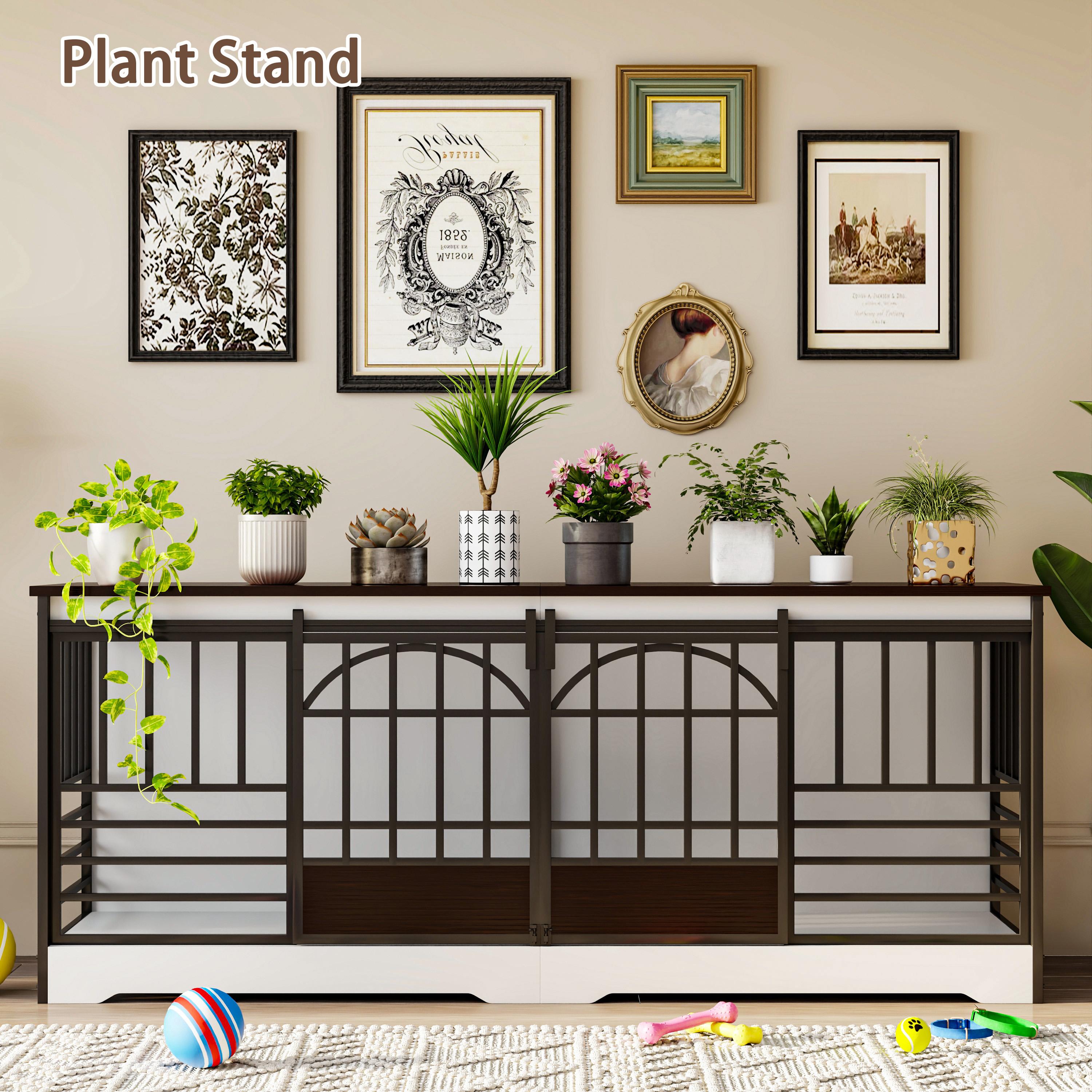 78 Inch Double Dog Crate Furniture, Heavy Duty Extra Large Cage Furniture with Divider for 2 Dogs, Decorative Wooden and Steel Kennel Furniture Indoor, Pet House for Medium,Large Dogs,White