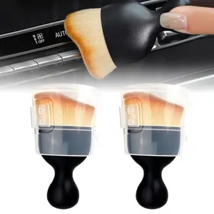 2Pcs Car Interior Cleaning Brush Car Detailing Products Auto Detailing Tool Soft Bristles Scratch-Free Design for Dashboard AC Vents & Leather Surfaces Professional Portable Brush for Car Interior Cleaning Dust Removal Valeting Kit, Cleaning Supplies