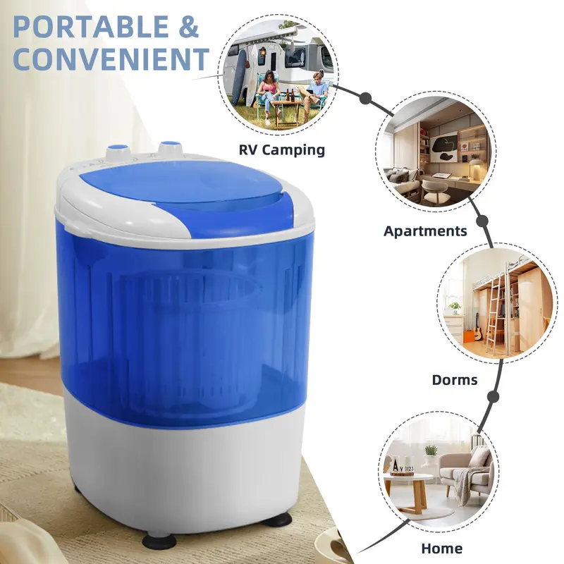 Mini Portable Washer with Spin Dryer – 5.5 lb Capacity Compact Washer with Spin Timer Control, Ideal for Homes, Apartments, RVs & Small Living Spaces, 2-in-1 Washer & Spin Dryer for Efficient Laundry Care