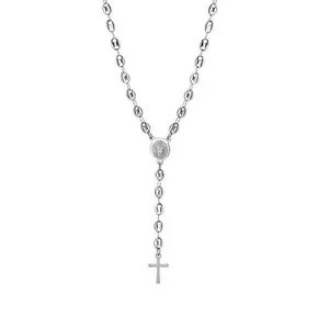 Stately Steel Stainless Steel Coffee Bean Chain Rosary Necklace