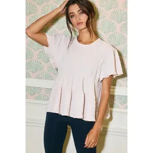 Raelynn Ruffle Cream Babydoll Top