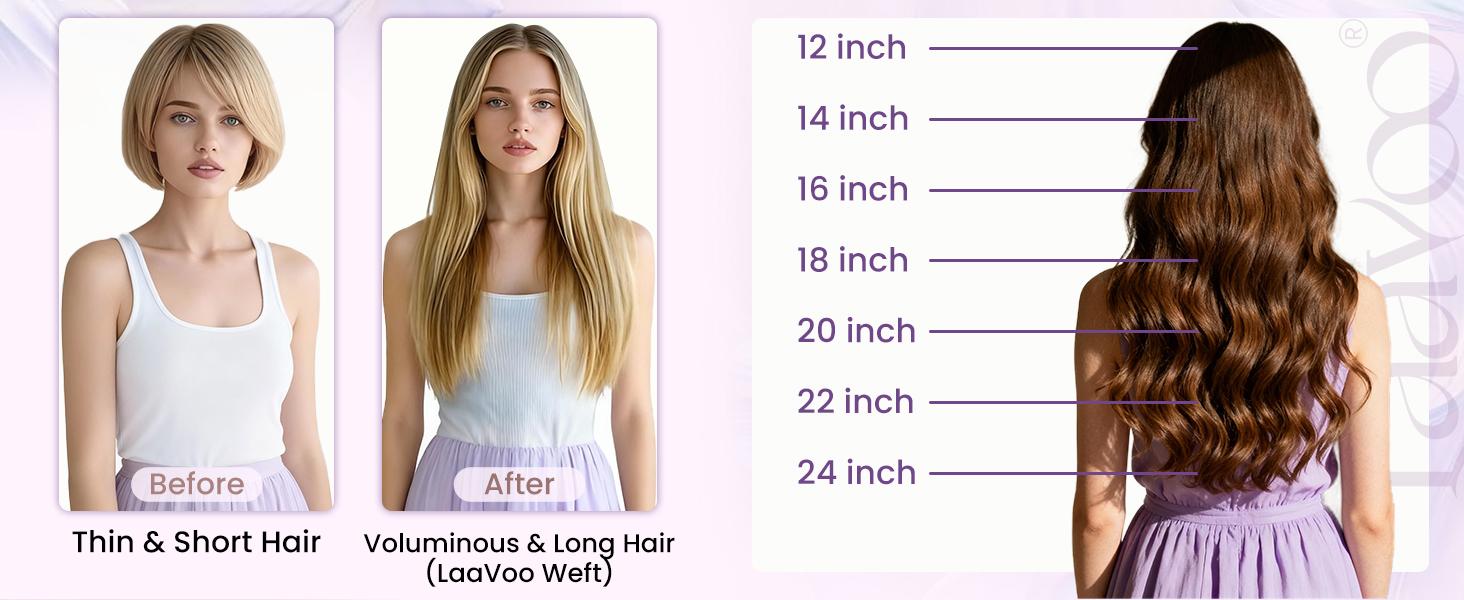 LaaVoo Hand Tied Genius Weft Hair Extensions Human Hair Virgin Human Hair Sew in Hair 50 Gram- 80 Gram SpringStatements