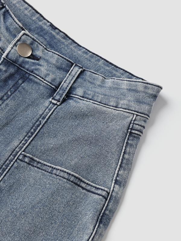 Elengatine Mid Rise Stretch Skinny Jeans - Medium Wash Women's Vintage Light Wash with Contrast Stitch Fit Bottom Fashionable All Seasons Below the Ankle Jeans for Trendy Streetwear and Daily Wear Pants Trouser