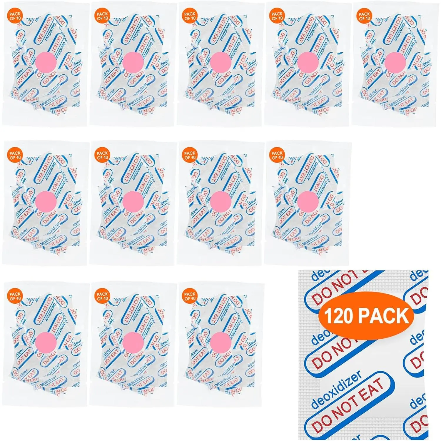 120 Packs 500CC  Grade  Absorbers (10 Pack in Individual Vacuum Bag ) ,  Absorbers For Long Term  Storage with   , Works in Mylar Bags, Mason Jars, and Vacuum Bags