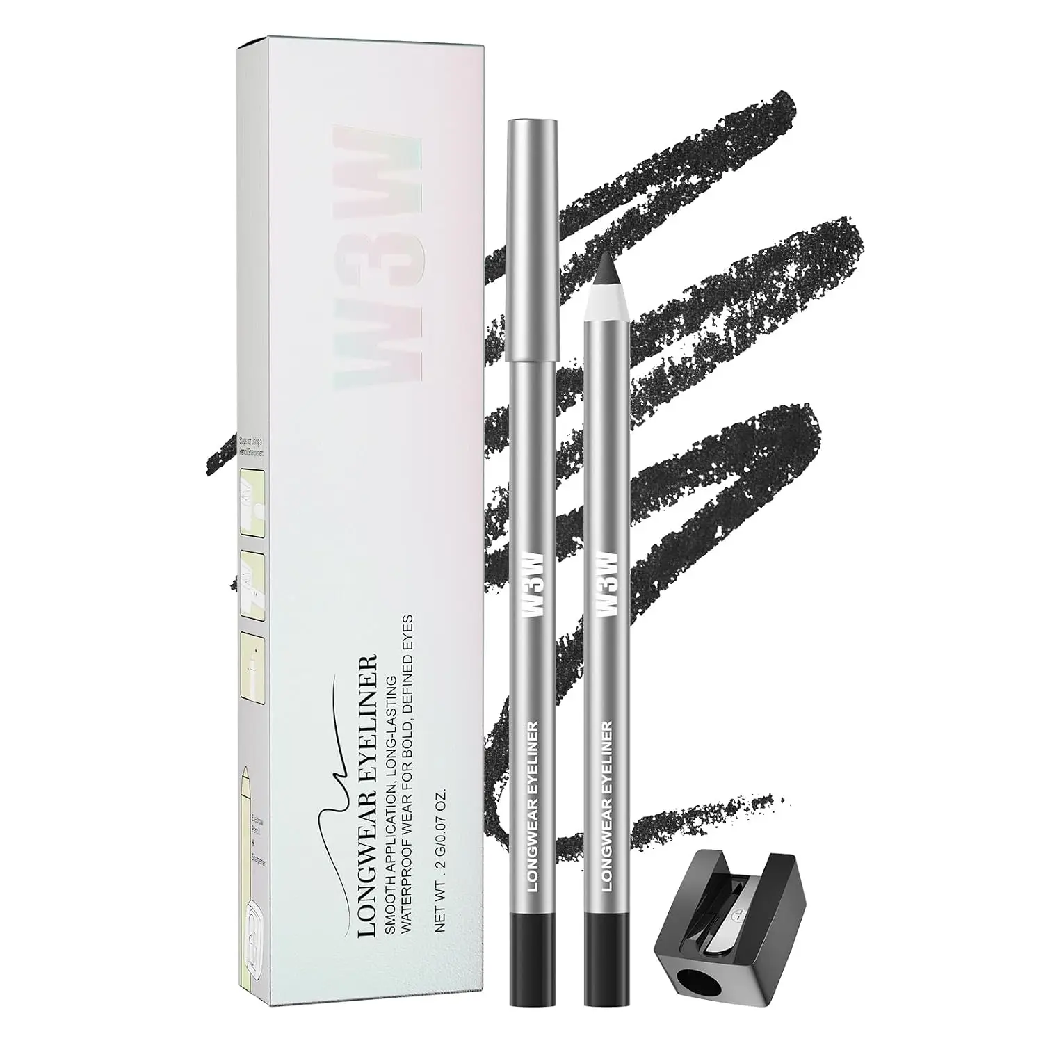 24HR Waterproof Eyeliner Pencil, Longwear Gel Eyeliner Pen, Smooth Gliding Eye Liner Pen with Built-in Sharpener, Smudge Proof Long Lasting Colored Eyeliners Eye Makeup Tools (05 Liquorice) Easy Apply Eye Makeup for Daily Wear & Party Looks