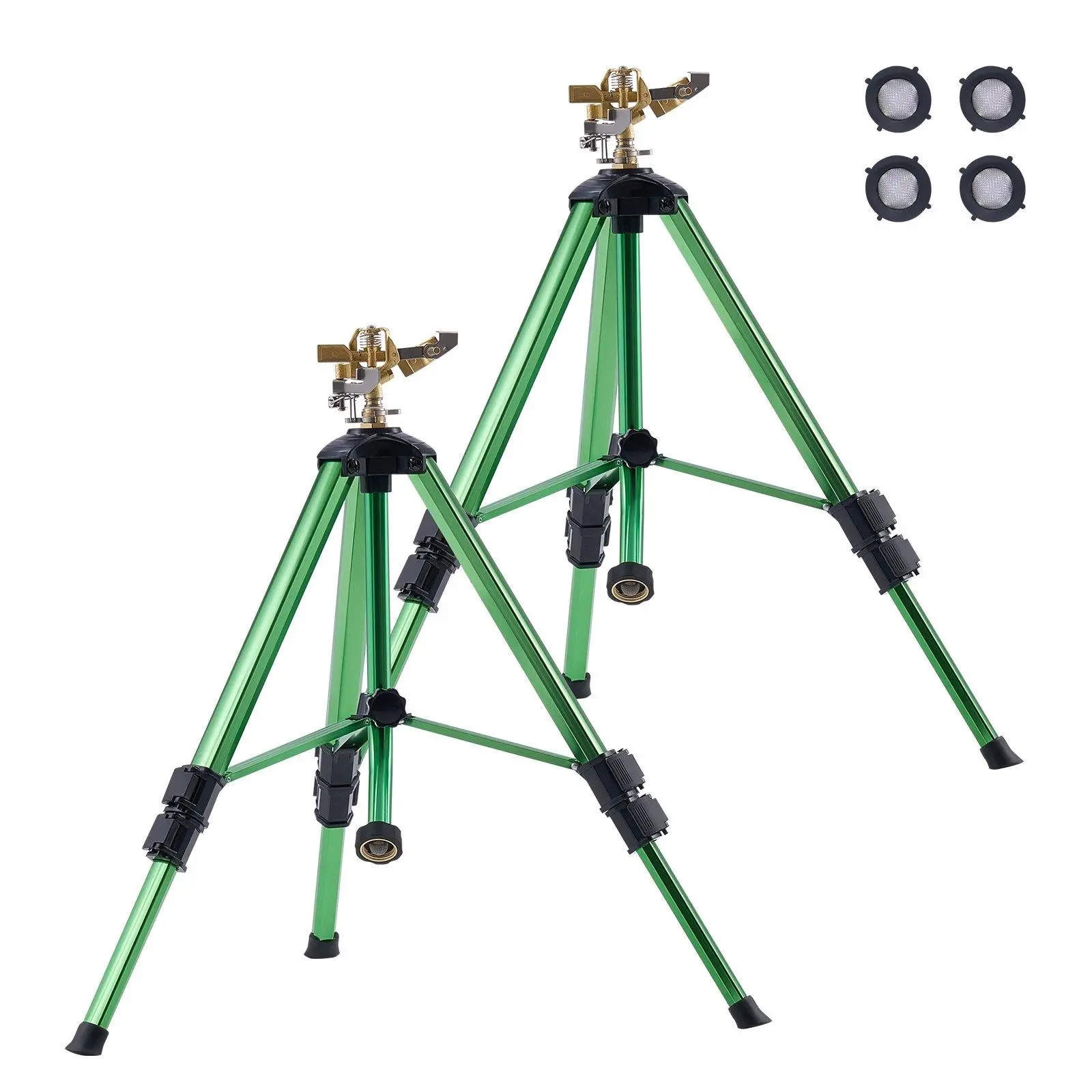 【SummerFinds】VEVOR Impact Sprinkler on Tripod Base,  , 2 Packs, Heavy Duty Tripod Sprinklers with Brass Head & 3/4" NH Connector, 360 Degree Large Area Irrigation Sprinkler, Adjustable Heights Sprinkler for Yard