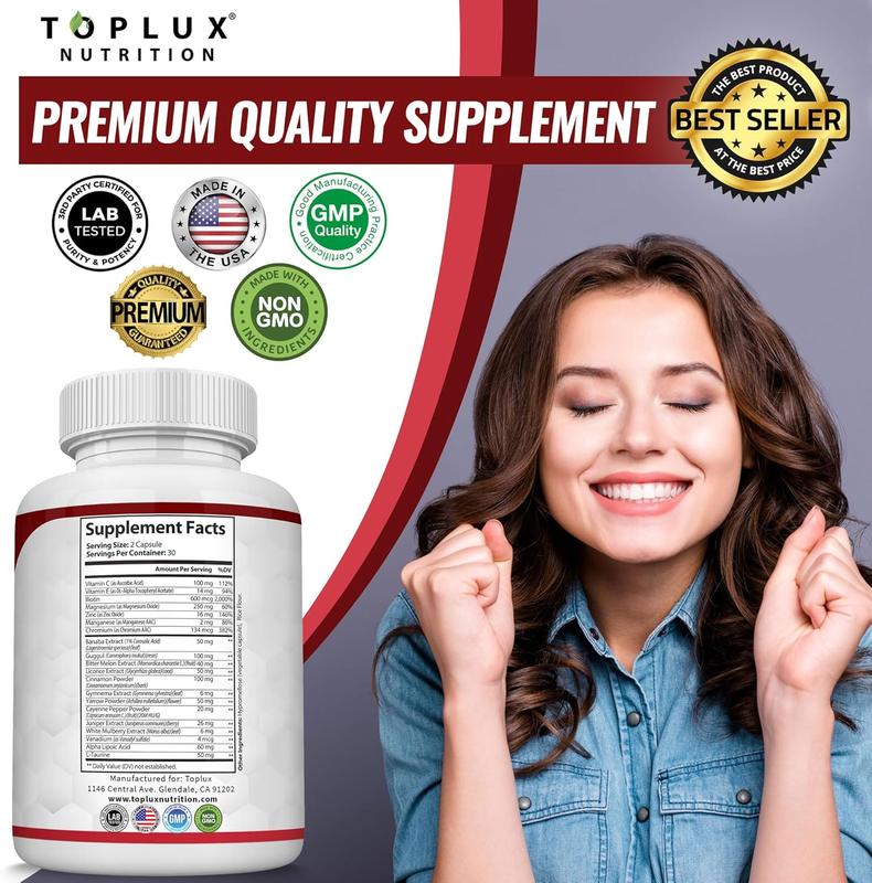 3 Bottles of Healthy Blood Sugar Complex 20 Vitamins & Minerals Support Overall Health,Capsules with Chromium Cinnamon ,edible blood sugar balance health,gym edible dietary,60 capsule healthcare fitness dietary