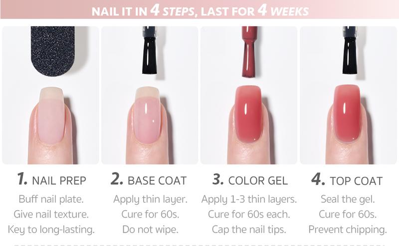 GAOY Queen Nude Jelly Gel Nail Polish Set, 6 Transparent Colors Sheer Pink Neutral Gel Nail Kit for Salon and Nail Art DIY at Home