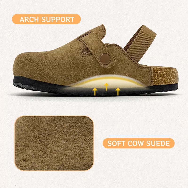 Lumubby Kids Suede Clogs Toddler Clogs Boys Girls Sandals Cork Footbed Indoor Outdoor Cute Classic Adjustable Buckle Round Toe Anti Slip Soft Footwear Comfortable Slip On Design