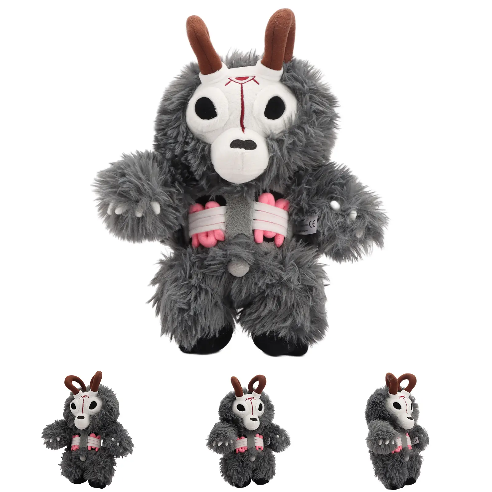 40cm/15.74in Wendigo Plush Toys, Funny Stuffed Animals, Soft Stuffed Animal Cryptid Plush Gray Long-Haired Skeleton Cow Plush Funny Bull Gift for Halloween and Birthdays Stuffed Animal Gifts