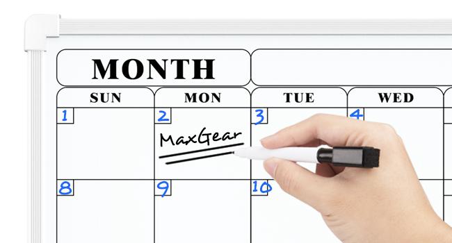 MaxGear 16"x12" Double-Sided Monthly Calendar Dry Erase Board for Wall Hanging Whiteboard with 3 Markers & 4 Magnets Portable for Students Planning Drawing Memo To-Do List