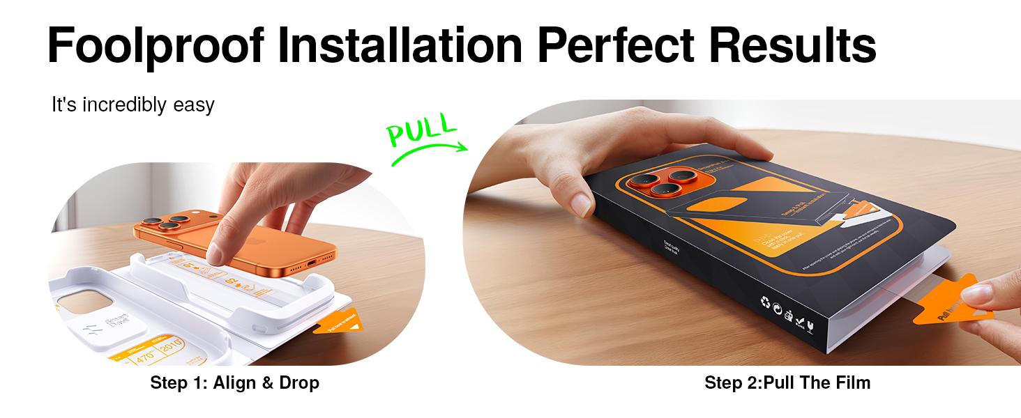 【SmartPull Box】2 Pack SmartDevil HD Clear Screen Protector for iPhone 17promax/17pro/16promax/15/14/13series Tempered Glass, bubble-free Military-Grade Shatterproof Protection, 9H Hardness, Fast&Easy Installation, Scratch Resistant, Anti-Spy Privacy Film