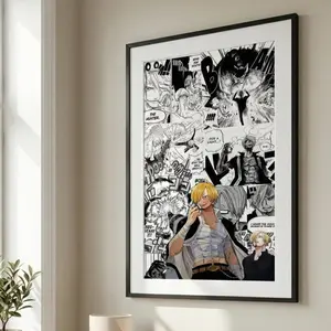 Sanji Manga Wall Art, Manga Collage Poster, Anime Character Print, Modern Otaku Room Decor, Gift For Fans