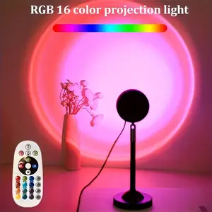 16-color LED sunset projection strip remote control - vibrant RGB sun and sunrise lights, 4 modes for photography, selfies, parties, home, bedroom, weddings, camping, Valentine's Day, Halloween, Christmas decorations, sunset lights