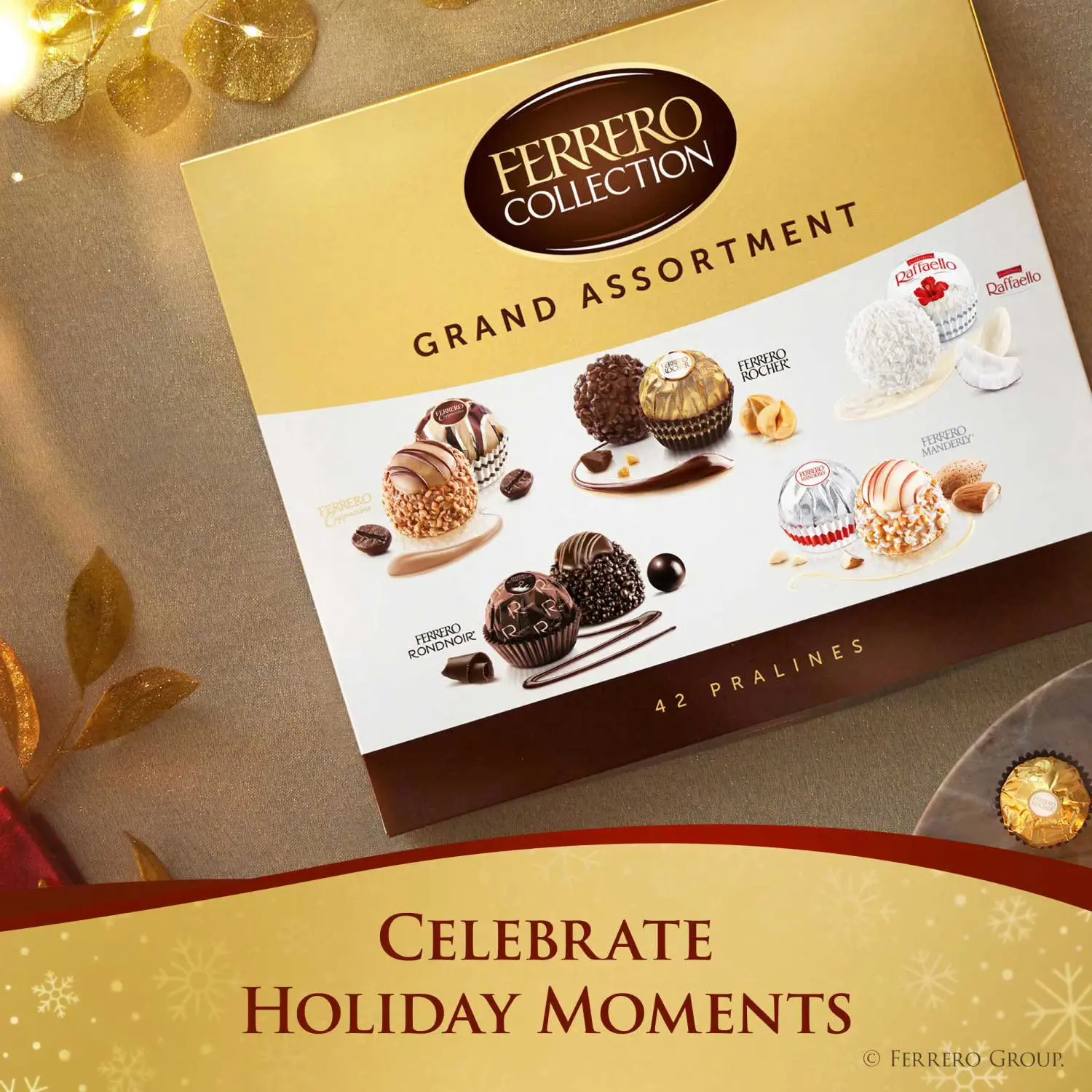 Ferrero Collection Grand Assortment Assorted Chocolates - Milk, Caramel, Hazelnut Flavors - 24-Ct Snack Gift Box Dessert