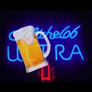 Beer Neon Signs for Bar,Neon Signs for Man Cave or Garage Birthday Gifts,Team Logo Light Up Sign for Bar Dorm、 Party、 Game Room 1