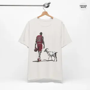 Vintage White Match Jordan Goat Basketball MJ Tee - Short Sleeve Crew Neck Casual Top for Women's Everyday WearFashion	Unisex T-shirts M-5XL