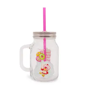 Strawberry Shortcake Cloud and Balloons 21-Ounce Glass Mason Jar With Handle