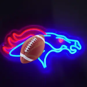 Football Neon Signs for Bar,Neon Signs for Man Cave or Garage Birthday Gifts,Team Logo Light Up Sign for Bar Dorm、 Party、 Game Room 14