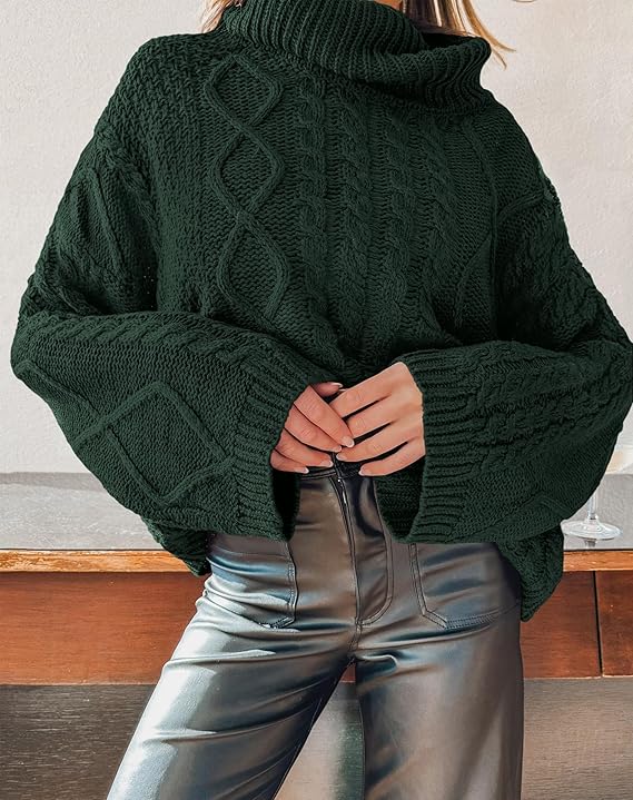 PrettyGarden Womens‘ ’Fall Sweaters Oversized Chunky Cable Knit Turtleneck Long Sleeve Winter Pullover Sweater Tops