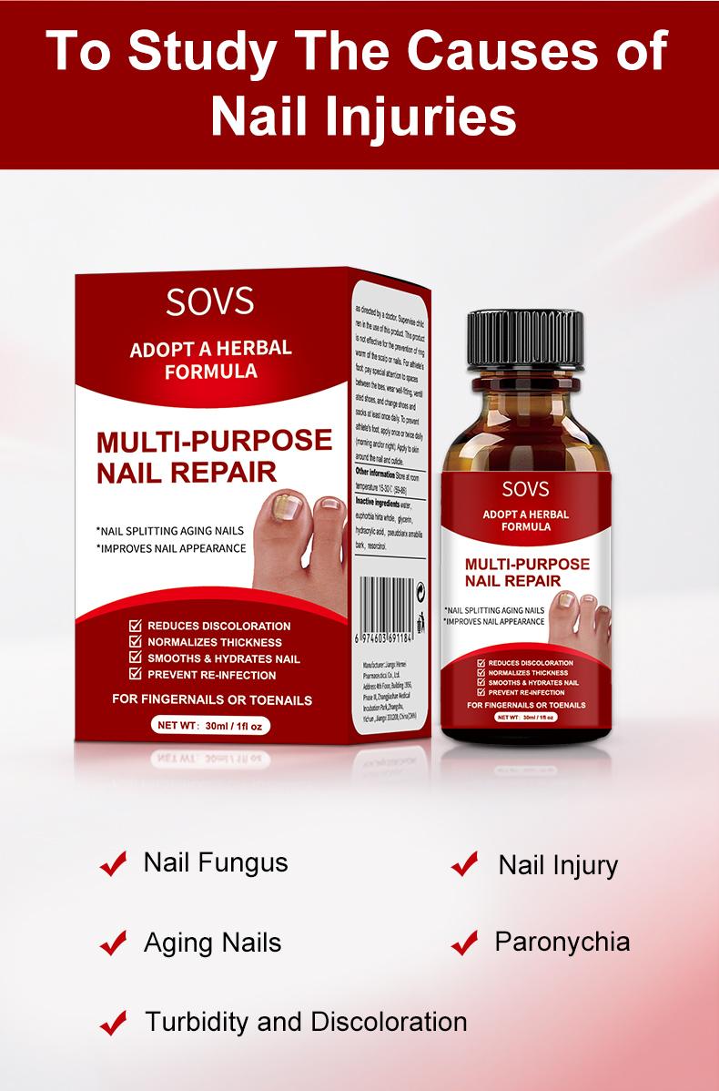 SOVS Toenail Fungus Treatment Extra Strength ,Antifungal Solution ,Triple Action Formula for Damaged Nails, Multi-Purpose Nail Repair,1 Fl Oz Manicure Therapy