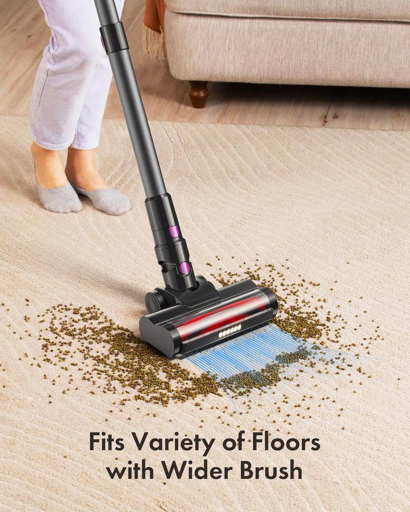 Homeika Cordless Vacuum Cleaner-H318, 300W 23KPa Lightweight Stick Vacuum with 48mins Runtime Battery, 3 Suction, LED Display, Powerful Vacuum Cleaner with Sofa Brush for Hard Floor/Carpet/Pet Hair/Car