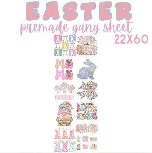 22x60 in Pre-Made Easter DTF Gang Sheet - Multi-Colors Vibrant Art, Custom Fabric Prints, DIY Specialty Supply for Toys & Hobbies Projects