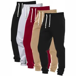5-piece set of men's solid color sports pants, made of polyester knitted fabric, with a regular fit, drawstring waist circumference, and a casual sports jogging pants with pockets, with slight elasticity.
