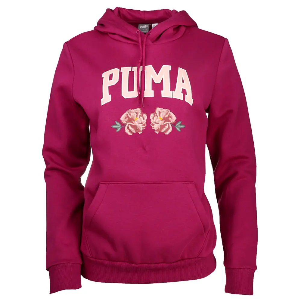 PUMA Womens Faux Embroidery Floral Hoodie Casual Outerwear Casual - Red