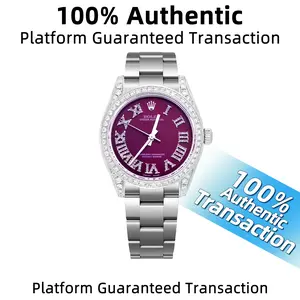 Rolex Oyster Perpetual 31mm 177234 Custom Diamond Bezel Red Roman Dial Stainless Steel Automatic Ladies Watch WHP040451