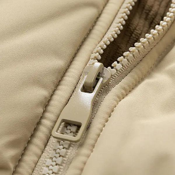 Men's Hooded Puffer Jacket Warm Quilted Zip-Up Coat Casual Corduroy Patchwork Winter Outerwear Windproof Anti-Running Cotton