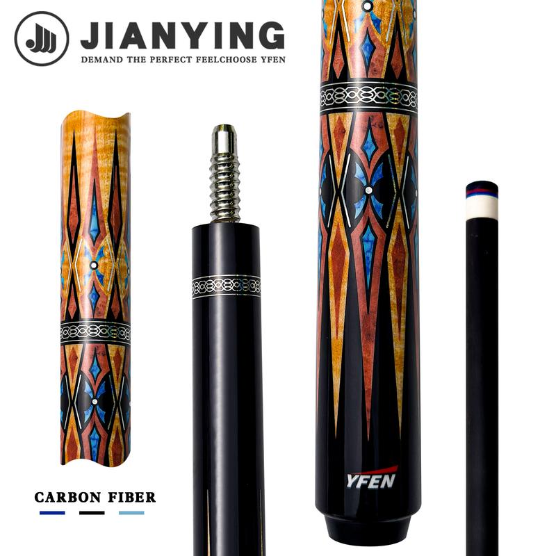 The world's first carbon fiber 1/2 billiard cue comes with a cue box and accessories. It features a 58 inch, 11.8mm cue tip and is suitable for both home and club use. Comes with cue case + leather tip + gloves + towel + chalk