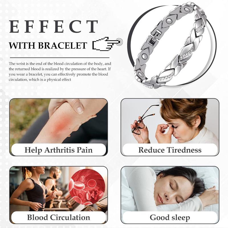 Women's Leaf Bracelet Pure Copper Magnetic 3500 Gauss Effective Magnet with Diamonds for Outdoor Fun Rose Gold