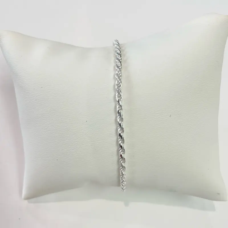 Sterling Silver 925 Rope Bracelet 7” Made in Italy 2.5 mm Jewelry