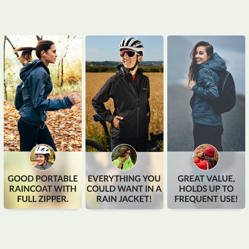 baleaf Women's Rain Jackets Waterproof Windbreaker Windproof Lightweight Cycling Jackets Reflective Packable Hooded Sporty Breathable Outerwear Athletic Techwear