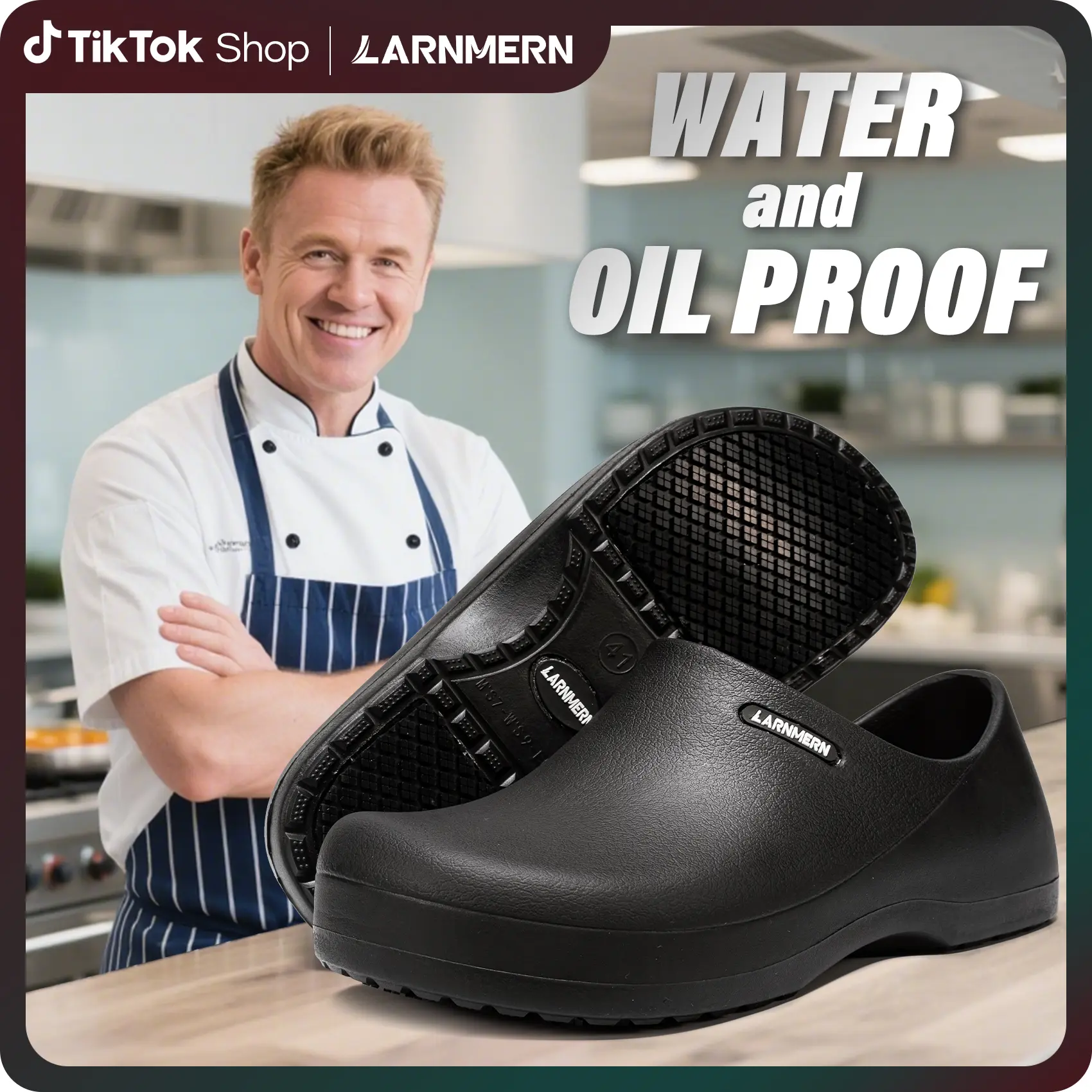 Anti-slip Waterproof Work Shoes Oil-Resistant Chef Nurse Slippers Lightweight Cushioned Wide Toe All Seasons Hospital Kitchen Restaurant